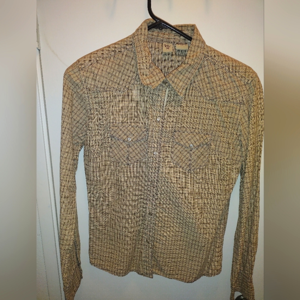 Vintage Brown/ Cream Plaid button Up